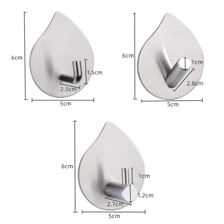 Confezione da 2 ganci adesivi a goccia in acciaio inossidabile, senza bisogno di forare, ideali per bagno, cucina e armadio., J Shape Silver, J Shape Black, Oblique Silver, Oblique Black, NO.12 Silver, NO.12 Black