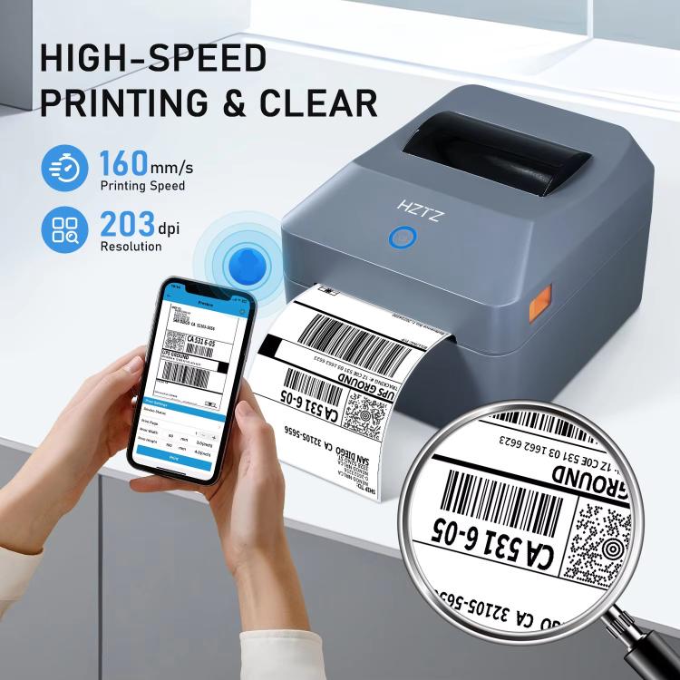 Stampante termica per etichette da 4 pollici per spedizioni, codici a barre e imballaggi, larghezza di stampa da 25 a 100 mm, spina europea., HZTZ T40 USB, HZTZ T40 USB+Bluetooth, HZTZ T40 USB+LAN, HZTZ T40 USB+Bluetooth+Wi-Fi, HZTZ T40 USB+Wi-Fi