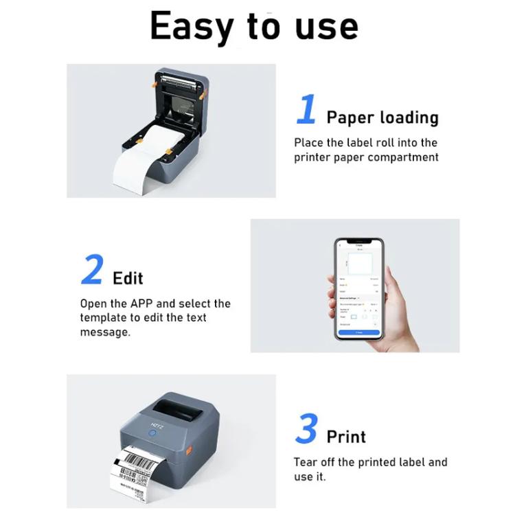 Stampante termica per etichette da 4 pollici per spedizioni, codici a barre e imballaggi, larghezza di stampa da 25 a 100 mm, spina europea., HZTZ T40 USB, HZTZ T40 USB+Bluetooth, HZTZ T40 USB+LAN, HZTZ T40 USB+Bluetooth+Wi-Fi, HZTZ T40 USB+Wi-Fi