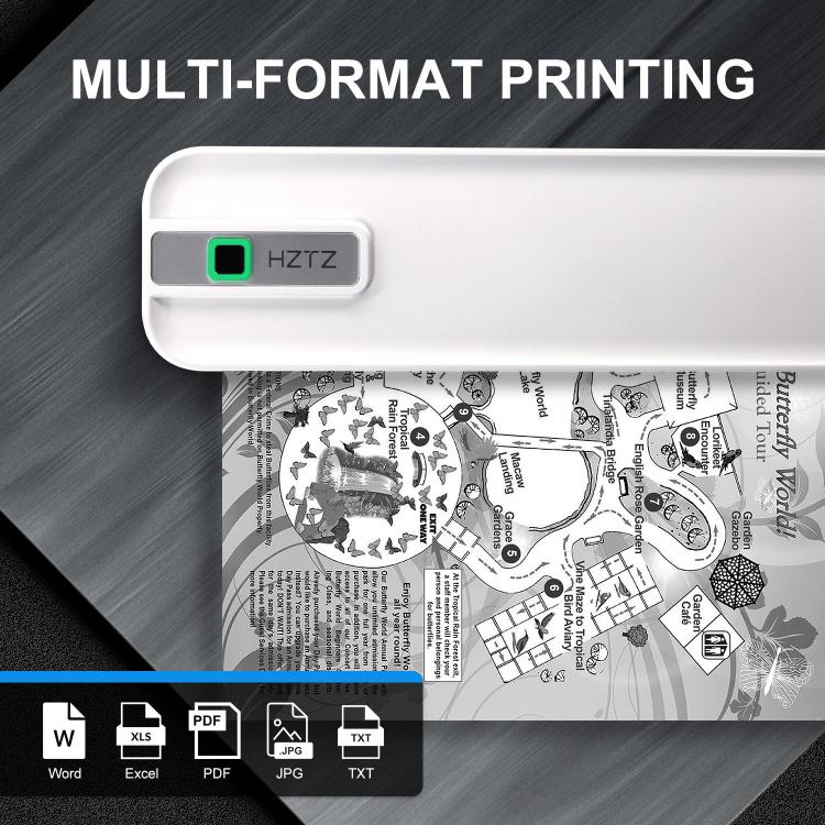 Stampante termica ricaricabile wireless, compatibile con carta da 2 a 8,5 pollici per PDF, file, immagini e carta per tatuaggi., HZTZ A4RJ 200dpi White, HZTZ A4RJ 200dpi Black, HZTZ A4RJ PRO 300dpi White, HZTZ A4RJ PRO 300dpi Black