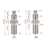 Adattatore per treppiede da 1/4 a 3/8 di pollice per asse centrale della piattaforma cloud, vite per fotocamera, 10pcs E7, 10pcs E8