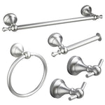 Set da bagno 5 in 1 in alluminio: portasciugamani, anello portasciugamani, portarotolo, gancio appendiabiti, set di accessori moderni da parete.