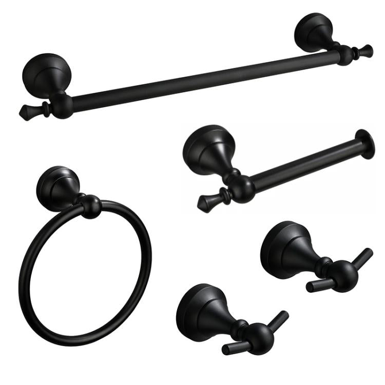 Set da bagno 5 in 1 in alluminio: portasciugamani, anello portasciugamani, portarotolo, gancio appendiabiti, set di accessori moderni da parete.