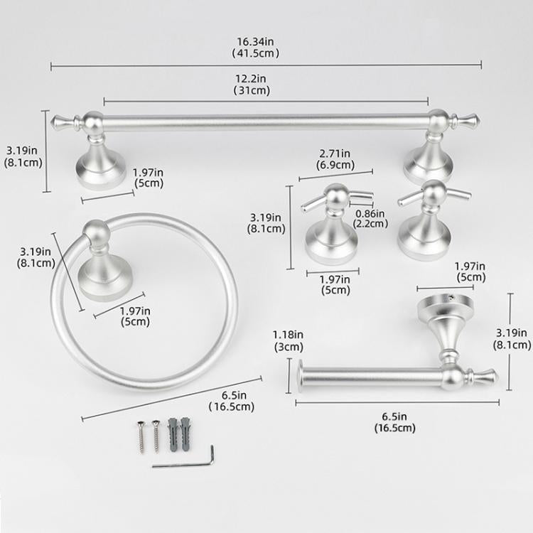 Set da bagno 5 in 1 in alluminio: portasciugamani, anello portasciugamani, portarotolo, gancio appendiabiti, set di accessori moderni da parete.