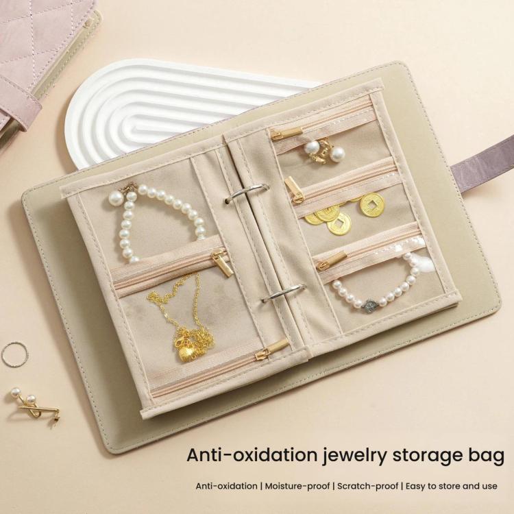 Libro organizer per gioielli in oro e argento con 5 pagine rimovibili foderate in velluto, custodia da viaggio portatile antiossidante.
