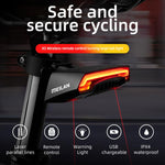 Fanale posteriore laser per bicicletta con telecomando intelligente, indicatori di direzione a LED e luce di avvertimento., MEILAN X5