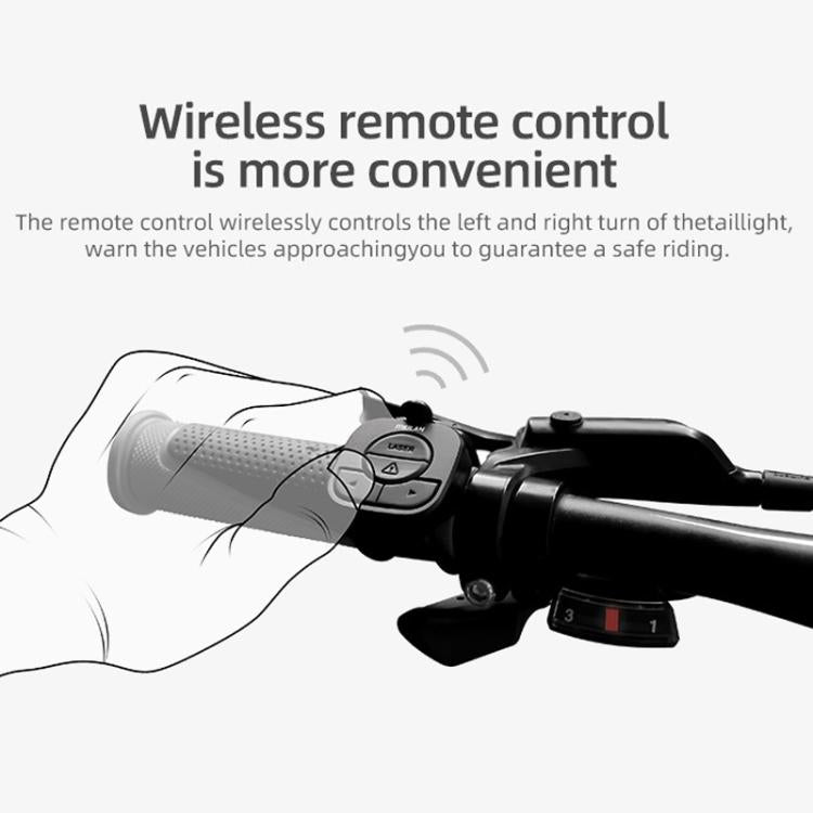 Fanale posteriore laser per bicicletta con telecomando intelligente, indicatori di direzione a LED e luce di avvertimento., MEILAN X5