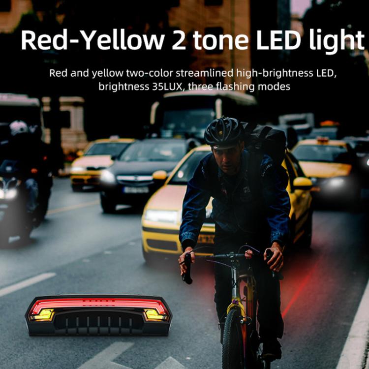 Fanale posteriore laser per bicicletta con telecomando intelligente, indicatori di direzione a LED e luce di avvertimento., MEILAN X5