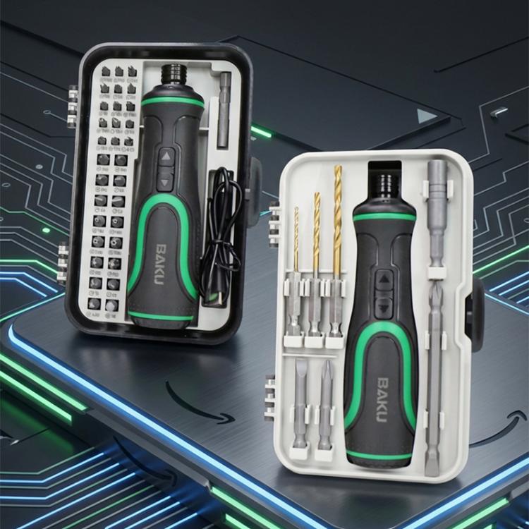 Set di cacciaviti elettrici BAKU 41 in 1 con ricarica USB-C e doppia luce LED per riparazioni domestiche ed elettronica., BA-0001