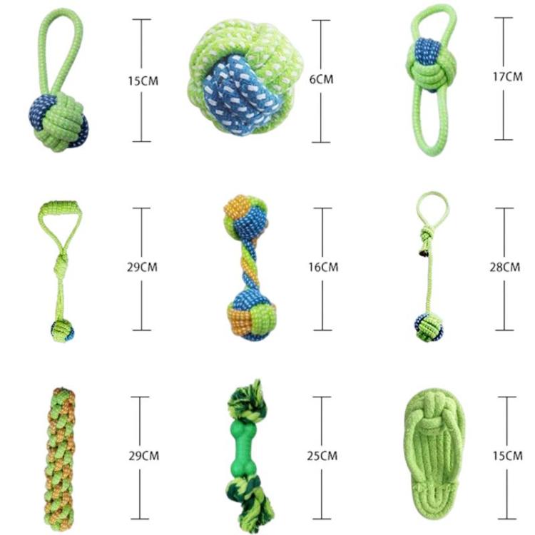 Corda da masticare per cani, ideale per sbucciare i denti e per il gioco interattivo con gli animali domestici. Giocattolo in corda di cotone., 9pcs /Set