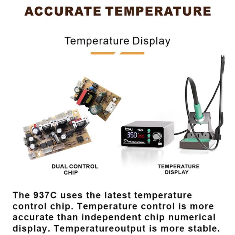 BAKU BA-937C Stazione saldante LCD da 120 W, kit saldatore elettrico termostatico con 3 canali di temperatura preimpostati., 110V US Plug, 220V EU Plug