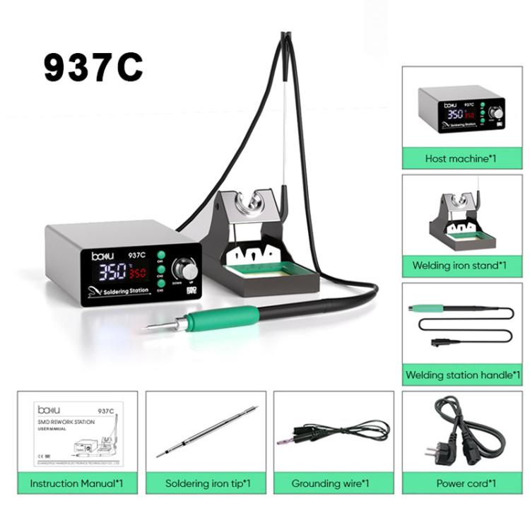 BAKU BA-937C Stazione saldante LCD da 120 W, kit saldatore elettrico termostatico con 3 canali di temperatura preimpostati., 110V US Plug, 220V EU Plug