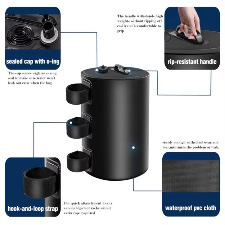 Tenda da esterno Base riempita d'acqua Sacchetto di sacchi di sabbia Sacchetto d'acqua zavorrato Stabilizzatore per secchio, 10L, 20L