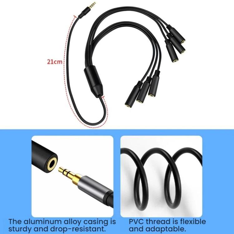 3.5mm Laptop Headphone AUX Adapter Cable, 1 To 6, 1 To 5, 1 To 4, 1 To 3