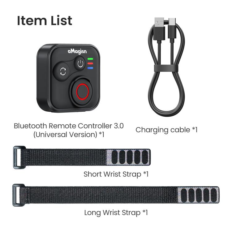 Telecomando Bluetooth aMagisn 3.0 versione universale per Insta360, GoPro Hero, smartphone Android/iOS, DJI OSMO 360, Action 6/5 Pro/4, AM40