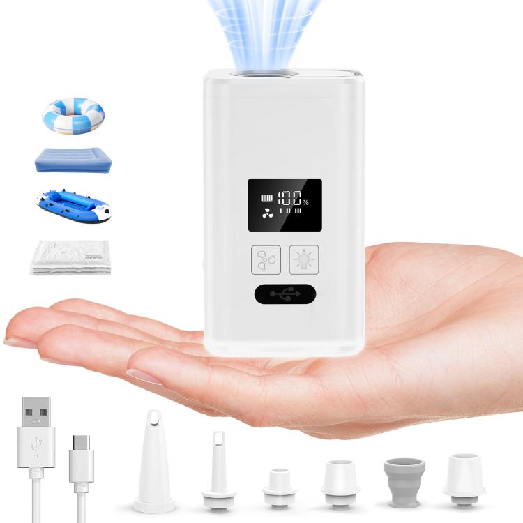 Pompa ad aria elettrica con display digitale per esterni, soffiatore d'aria integrato con illuminazione, mini pompa ad aria portatile