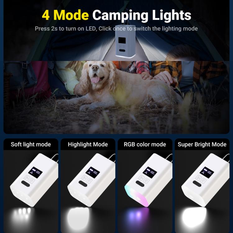 Pompa ad aria elettrica con display digitale per esterni, soffiatore d'aria integrato con illuminazione, mini pompa ad aria portatile