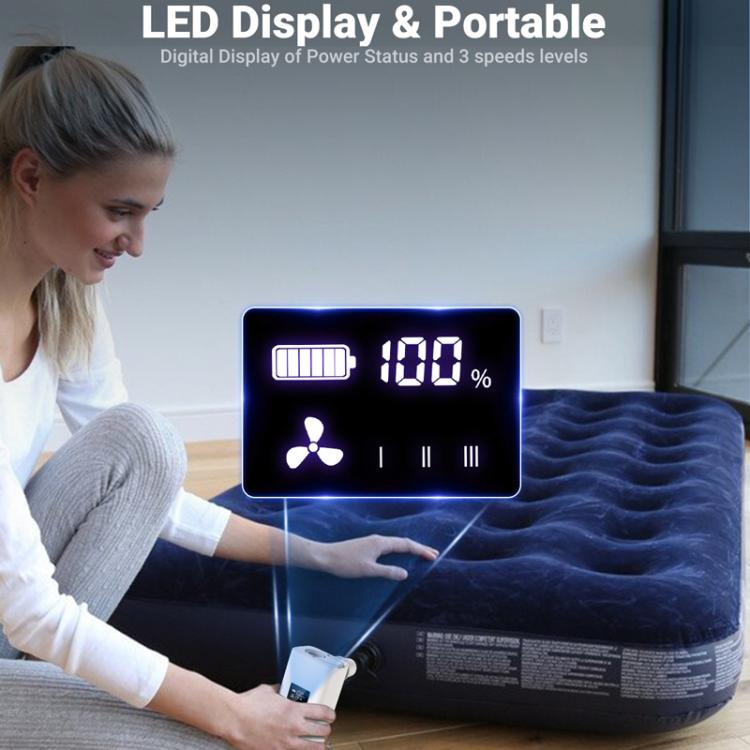 Pompa ad aria elettrica con display digitale per esterni, soffiatore d'aria integrato con illuminazione, mini pompa ad aria portatile
