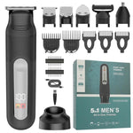 YJ-102 Tagliacapelli multifunzione 5 in 1 da uomo con luce, impermeabile IPX6, per rifinitura di capelli e naso., YJ-102