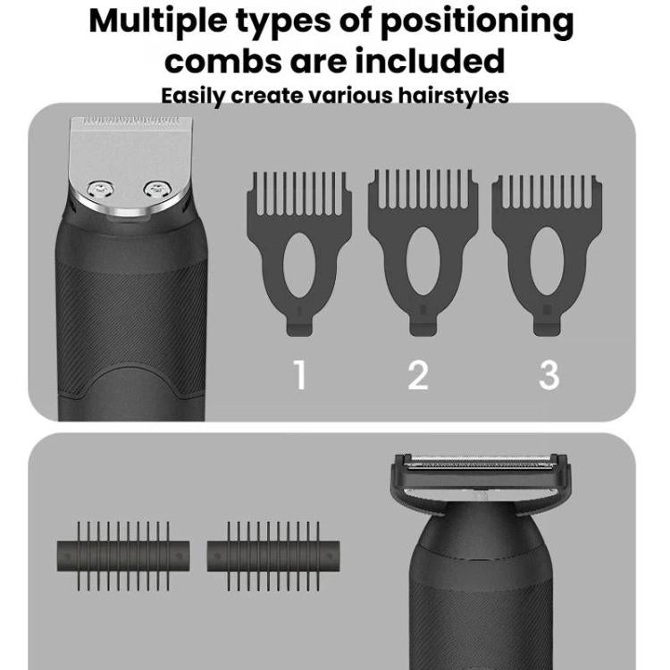 YJ-102 Tagliacapelli multifunzione 5 in 1 da uomo con luce, impermeabile IPX6, per rifinitura di capelli e naso., YJ-102