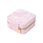 Pochette organizer portatile da viaggio per gioielli con texture in velluto effetto onde d'acqua, ideale per orecchini, collane, anelli e accessori.