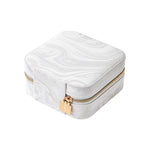 Pochette organizer portatile da viaggio per gioielli con texture in velluto effetto onde d'acqua, ideale per orecchini, collane, anelli e accessori.