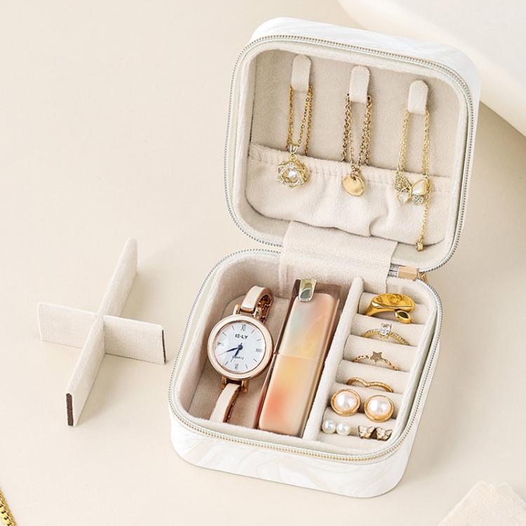 Pochette organizer portatile da viaggio per gioielli con texture in velluto effetto onde d'acqua, ideale per orecchini, collane, anelli e accessori.