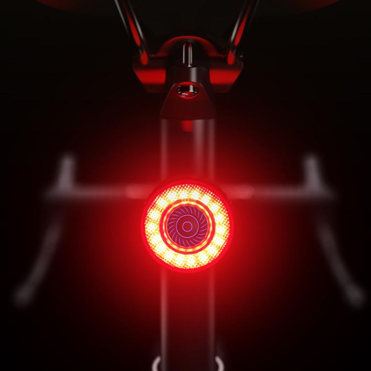 Frenata intelligente per bicicletta, luce posteriore in fibra di carbonio con sensore di vibrazione e spia di avvertimento., CY120