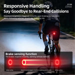 Frenata intelligente per bicicletta, luce posteriore in fibra di carbonio con sensore di vibrazione e spia di avvertimento., CY120