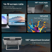 14-Inch Dual Screen Portable Monitor, Compatible With 13.3-17 Inch Laptops, Adjustable Rotation & Foldable Design, HYX-B90D