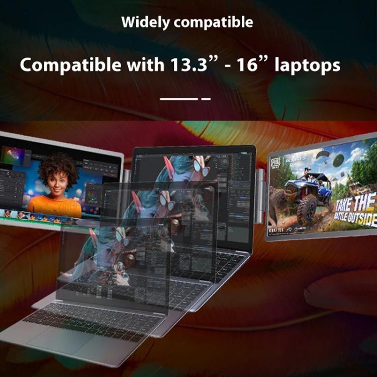 14-Inch Dual Screen Portable Monitor, Compatible With 13.3-17 Inch Laptops, Adjustable Rotation & Foldable Design, HYX-B90D