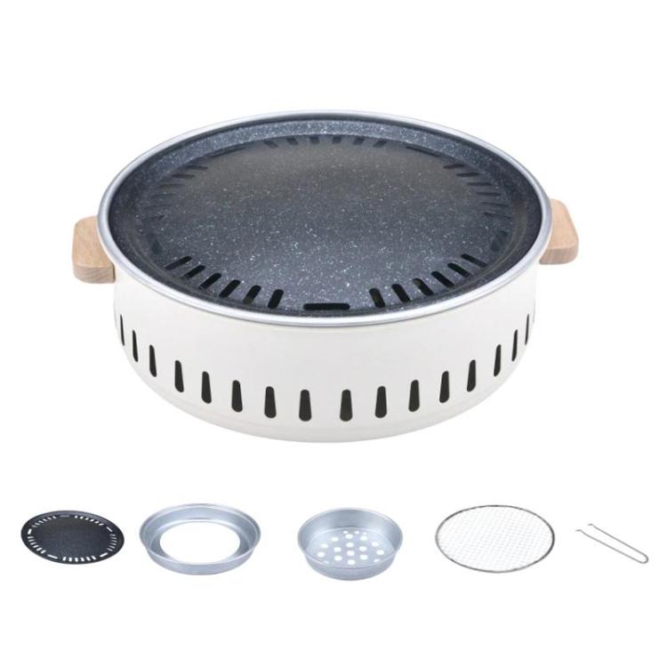 Fornello rotondo K-705 per tè e barbecue, portatile da esterno con griglia a carbone.