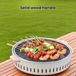 Fornello rotondo K-705 per tè e barbecue, portatile da esterno con griglia a carbone.