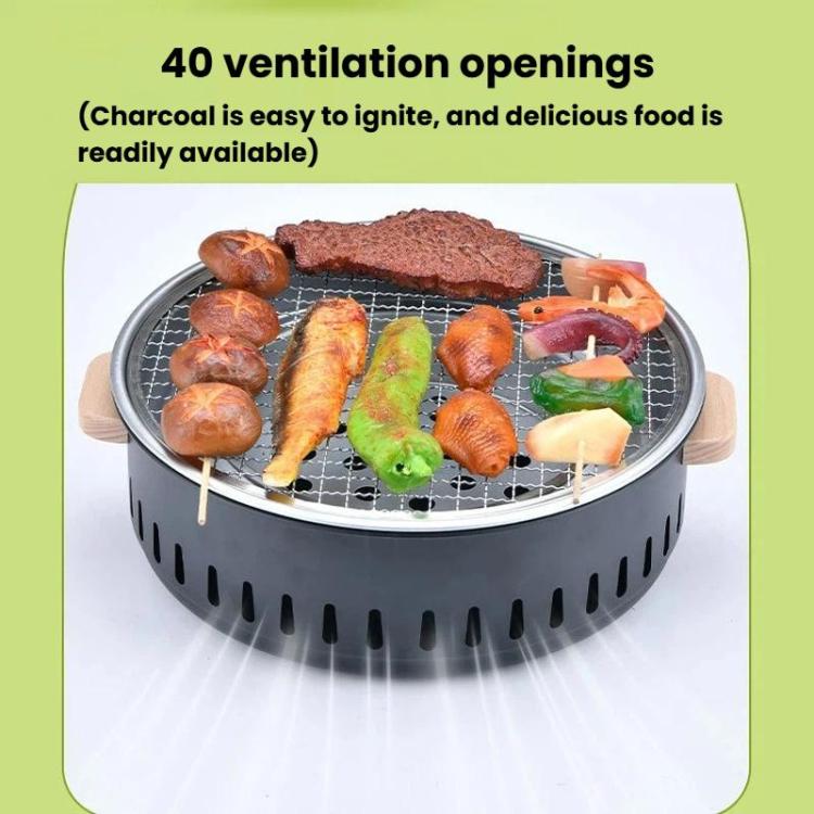Fornello rotondo K-705 per tè e barbecue, portatile da esterno con griglia a carbone.