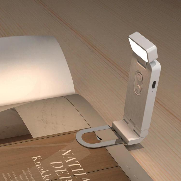 Mini lampada segnalibro portatile USB con clip a LED per la protezione degli occhi, lampada da scrivania, 200mAh Black, 200mAh White