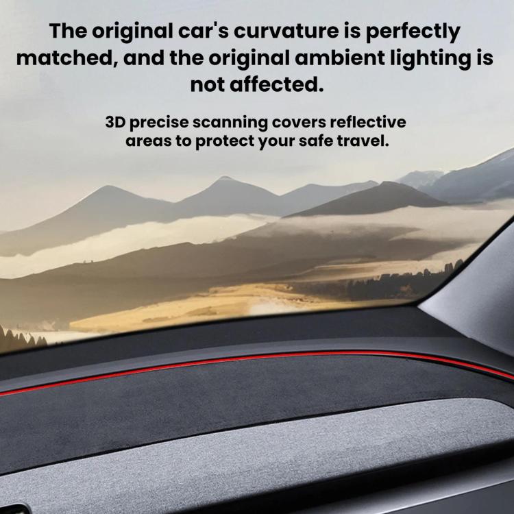 Suede Dashboard Lightproof Mat Sun Protection Sunshade Mat For Tesla Model Y L / 2025+ MODEL Y JUNIPER, 3mm Widened, 4mm