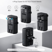 Adattatore multi-paese ANKER A9215, ricarica rapida PD da 20 W, caricabatterie portatile universale con distribuzione intelligente.