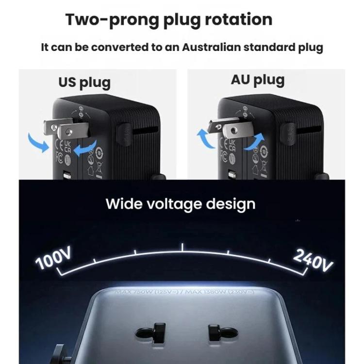 Adattatore multi-paese ANKER A9215, ricarica rapida PD da 20 W, caricabatterie portatile universale con distribuzione intelligente.