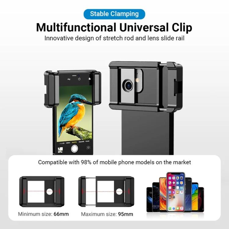 Obiettivo zoom teleobiettivo universale APEXEL interamente in metallo 20-40x per smartphone, telescopio HD per telefono per fotografia lunare e di concerti, APL-20-40X
