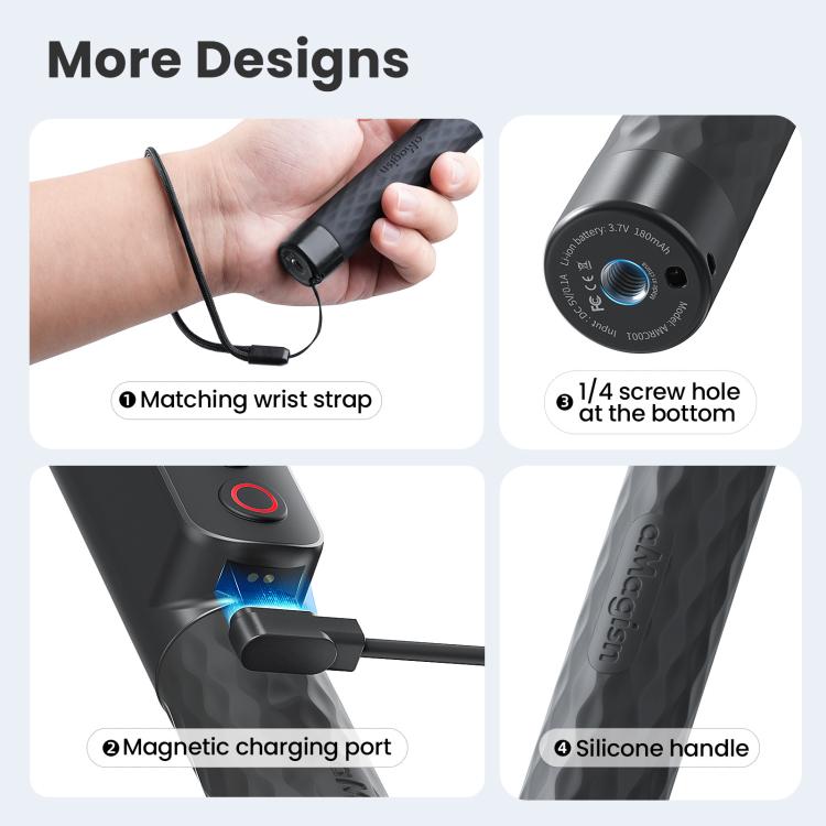Amagisn Selfie Stick con telecomando per action camera e smartphone, Bluetooth 5.1, estensibile fino a 101 cm (40 pollici)., Claw, 1/4 Inch, Ballhead Claw, Ballhead 1/4 Inch