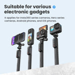 Amagisn Selfie Stick con telecomando per action camera e smartphone, Bluetooth 5.1, estensibile fino a 101 cm (40 pollici)., Claw, 1/4 Inch, Ballhead Claw, Ballhead 1/4 Inch