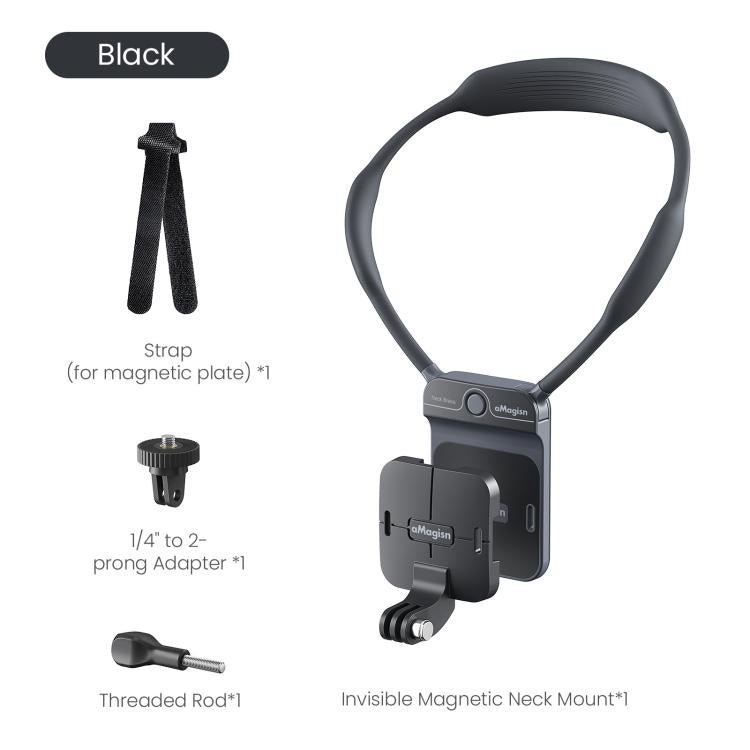 Supporto magnetico invisibile da collo AMagisn per vlogging in prima persona, compatibile con GoPro/Insta360/smartphone