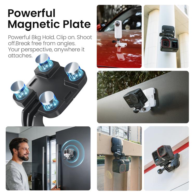 Supporto magnetico invisibile da collo AMagisn per vlogging in prima persona, compatibile con GoPro/Insta360/smartphone