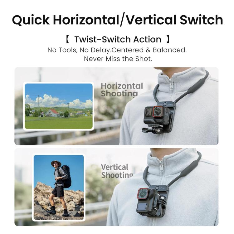 Supporto magnetico invisibile da collo AMagisn per vlogging in prima persona, compatibile con GoPro/Insta360/smartphone