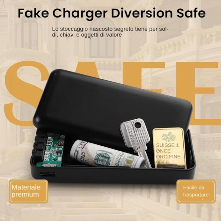 Scatola portaoggetti nascosta a forma di power bank contraffatto