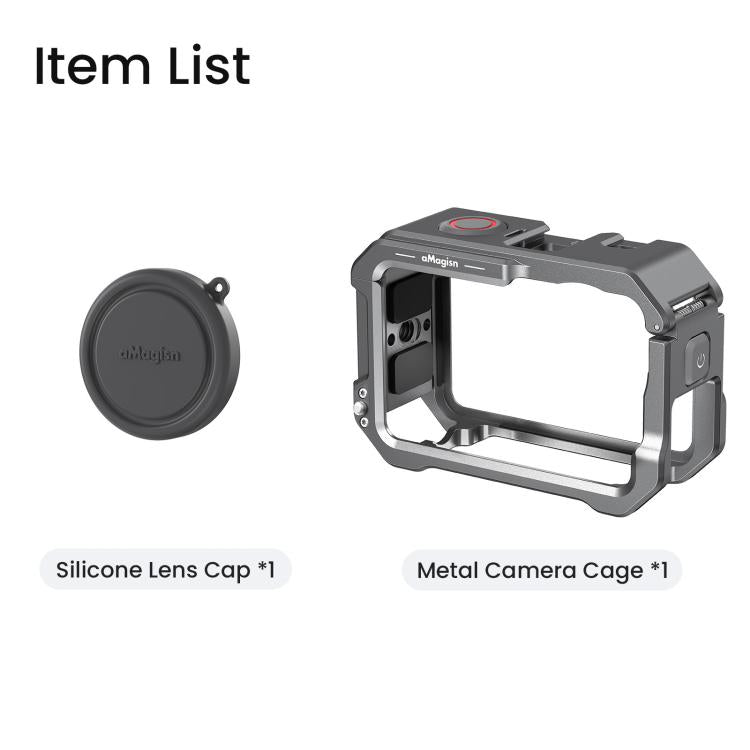 Per DJI OSMO Action 6 aMaginsn Gabbia metallica con sgancio rapido e copriobiettivo in silicone, Action 6 Metal Cage