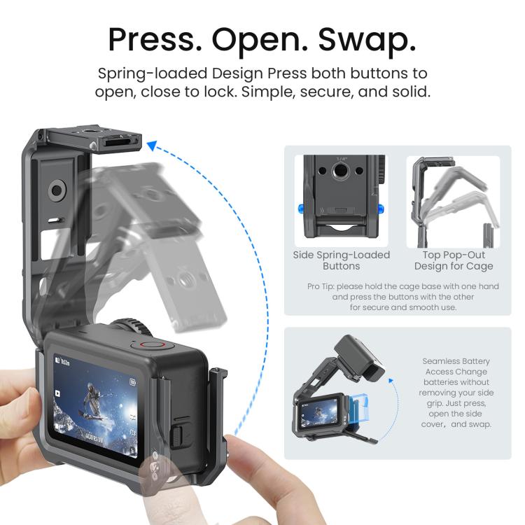 Per DJI OSMO Action 6 aMaginsn Gabbia metallica con sgancio rapido e copriobiettivo in silicone, Action 6 Metal Cage