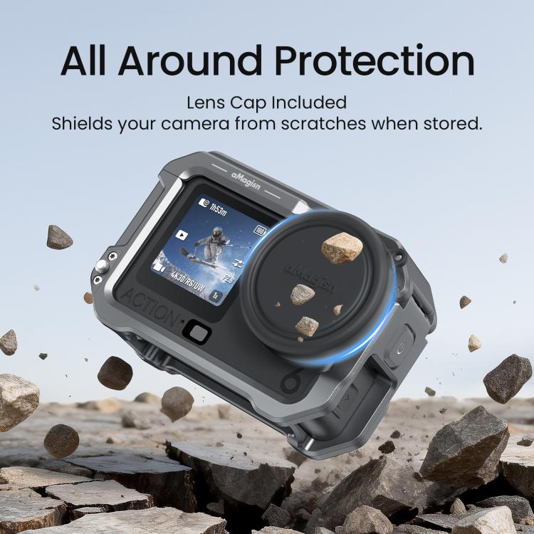 Per DJI OSMO Action 6 aMaginsn Gabbia metallica con sgancio rapido e copriobiettivo in silicone, Action 6 Metal Cage