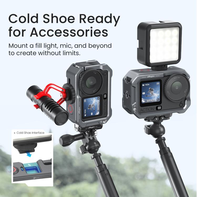 Per DJI OSMO Action 6 aMaginsn Gabbia metallica con sgancio rapido e copriobiettivo in silicone, Action 6 Metal Cage