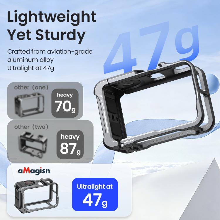 Gabbia protettiva in metallo aMaginsn 2.0 a sgancio rapido per fotocamera DJI OSMO Action 5 Pro /4/3 con copriobiettivo in silicone., Action 5 Pro /4/3 Metal Cage